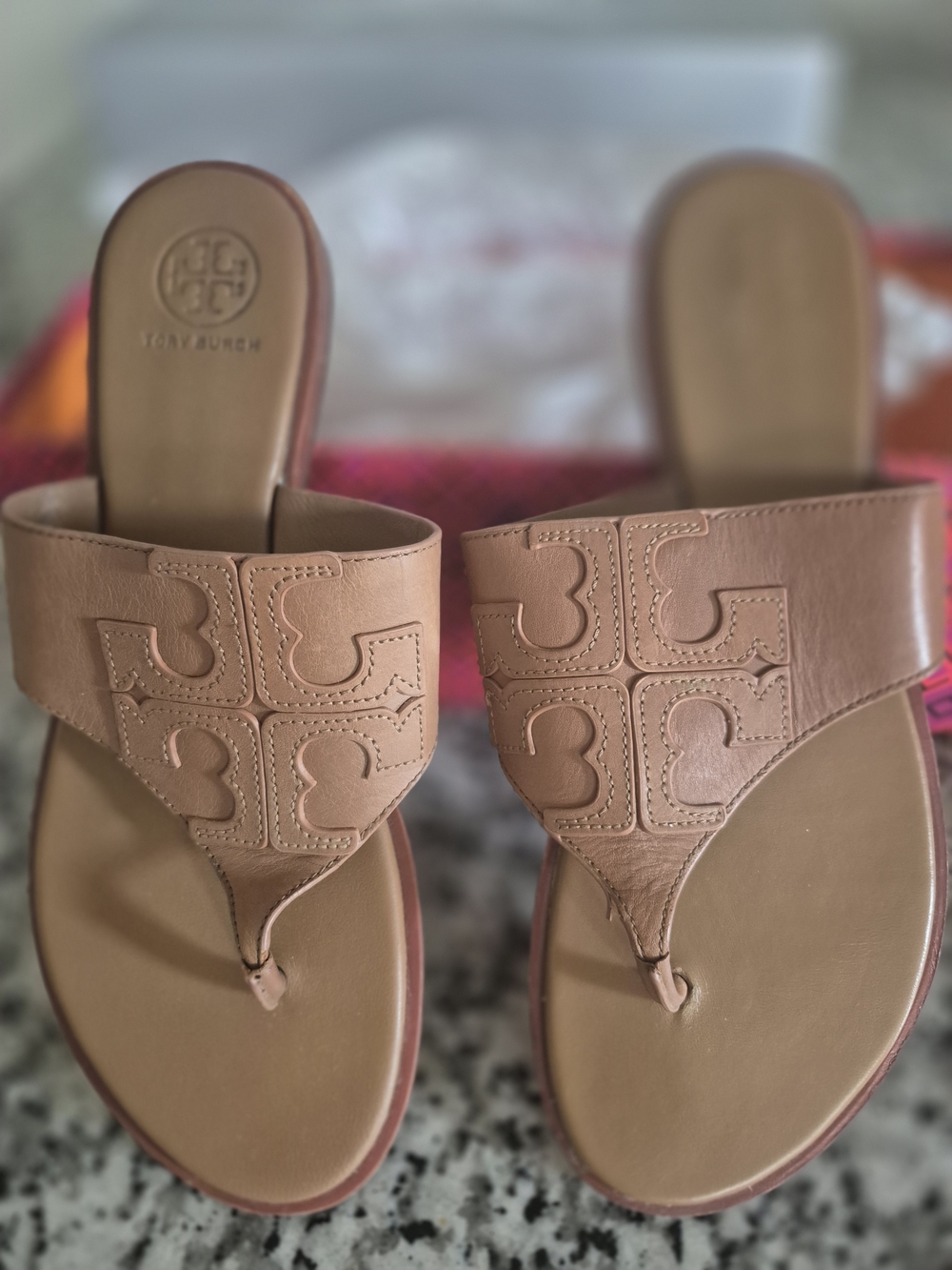 Loeffler Randall Leather Thong Sandals in Blush Tan
